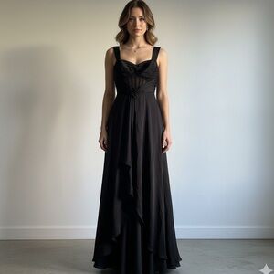 NWT Azazie Kendal & Kylie Sz 6 Corseted Sweetheart Stretch Satin Maxi Gown Dress